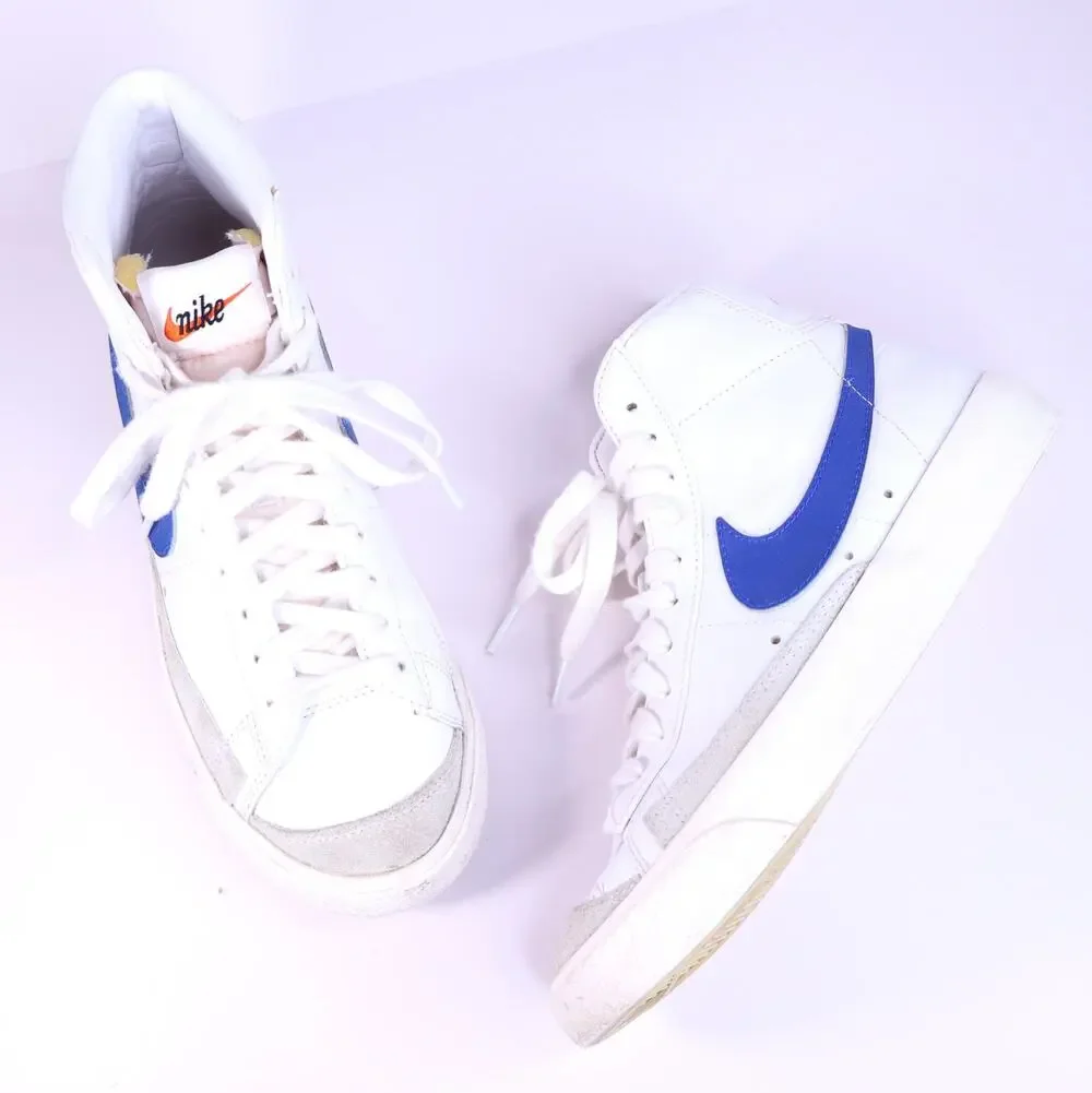 NIKE Blazer Mid '77 Vintage High Top Sneakers Racer Blue Leather Wms 7/Men's 5.5